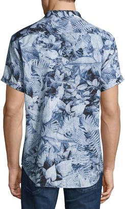 Robert Graham Masoor Leaf-Print Short-Sleeve Sport Shirt