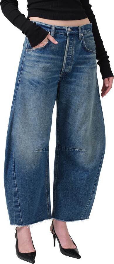 Citizens of Humanity Horseshoe Superhigh Waist Raw Hem Crop Barrel Jeans
