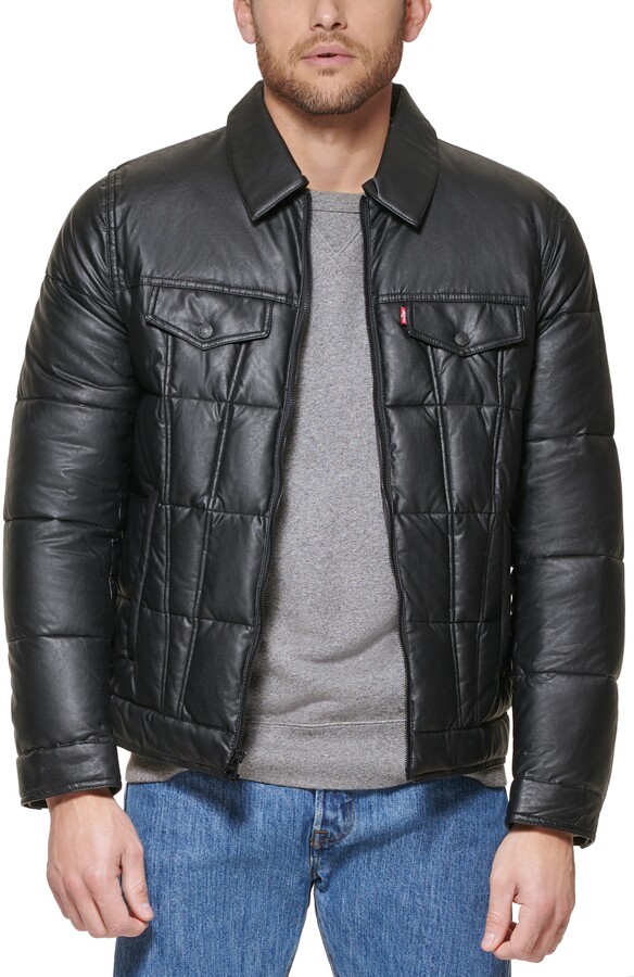Levi's Quilted Faux Leather Trucker Jacket ShopStyle
