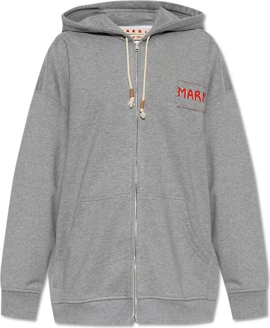 トップス Marni Logo Printed Cropped Hoodie Marni Logo Print Cropped Hoodie In Cotton Women White One