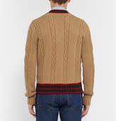 Thumbnail for your product : Gucci Slim-Fit Striped Cable-Knit Wool Sweater