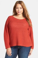 Thumbnail for your product : Eileen Fisher Linen & Cotton Ballet Neck Pullover (Plus Size)