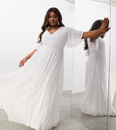 Thumbnail for your product : ASOS EDITION Curve flutter sleeve sequin maxi wedding dress
