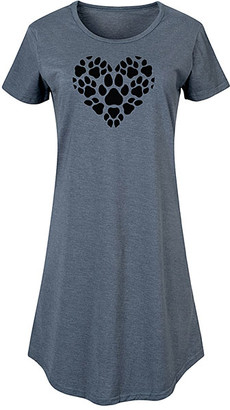 Instant Message Women's Women's Tee Shirt Dresses HEATHER - Heather Blue Pawprint Heart Short-Sleeve Dress - Women & Plus