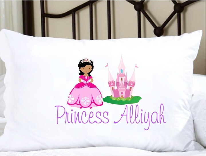 Etsy Personalized Princess Pillowcase With African American Girl, Name & Castle. Bedroom Decor, Bedding, Pillow Case