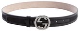 Thumbnail for your product : Gucci black leather trimmed GG canvas accent skinny belt