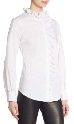 Saks Fifth Avenue COLLECTION Long Sleeve Ruffle Placket Top