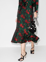 Thumbnail for your product : yuhan wang Rose-Print Midi Skirt