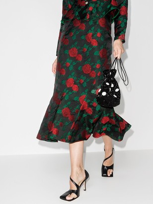 yuhan wang Rose-Print Midi Skirt