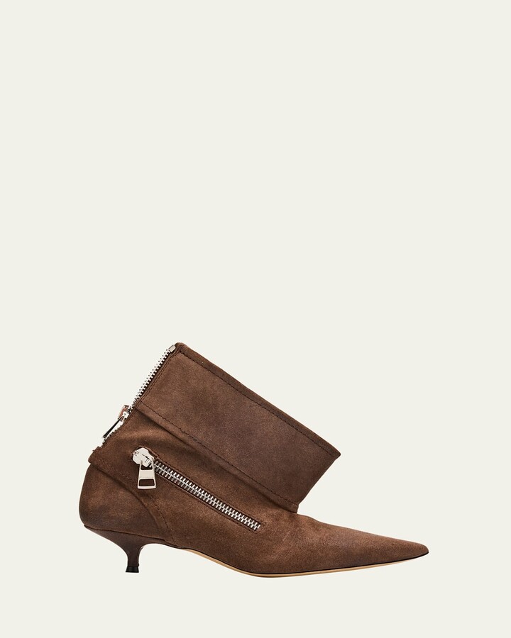 J.W.Anderson Biker Suede Kitten-Heel Booties