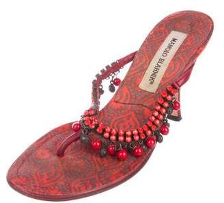 Manolo Blahnik Embellished Thong Sandals