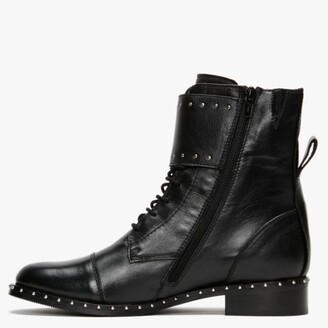 Daniel Storis Black Leather Studded Ankle Boots
