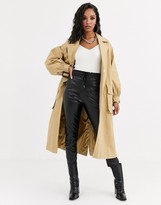 Thumbnail for your product : ASOS DESIGN DESIGN clean utility trench coat in cream