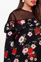 Thumbnail for your product : boohoo Plus Floral Frill Shift Dress