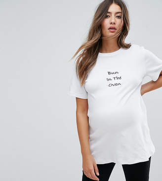Adolescent Maternity Adolescent Clothing Maternity Boyfriend T-Shirt With Bun In The Oven Slogan Embroidery