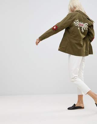 Maison Scotch Floral Embroidered Utility Jacket