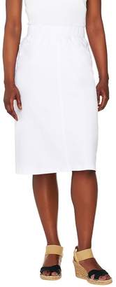 Denim & Co. Comfy Knit Denim Pull-On Knee Length Skirt