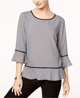 Thumbnail for your product : NY Collection Crochet-Trim Gingham Peplum Top