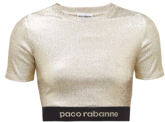 Paco Rabanne Logo-hem Metallic-jersey Cropped Top - Gold