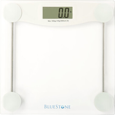 Bluestone Digital Bathroom Scale with Large LCD Display and Clear Glass Base