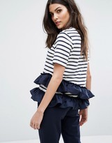 Thumbnail for your product : Warehouse Stripe Ruffle T-Shirt