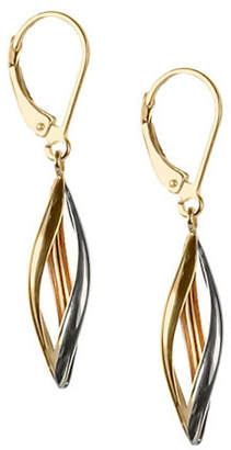 Fine Jewellery 14K Tri-Tone Gold Swirl Drop Earrings