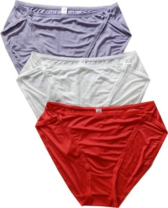 Panasilk 3PCS Women Silk Knitted Pure Silk Panties Bikini Briefs (S，Light  Purple/White/Red) - ShopStyle Knickers