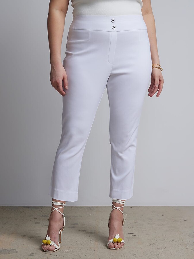 New York & Co. NY&Co Women's Plus Whitney High-Waisted Pull-On Slim-Leg  Capri Pants - White Optic White - ShopStyle