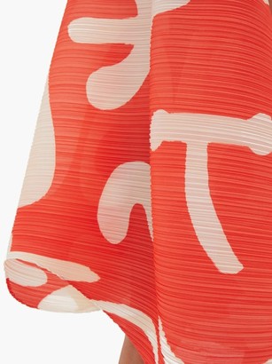 Pleats Please Issey Miyake Pause Abstract-print Plisse Dress - Orange Multi