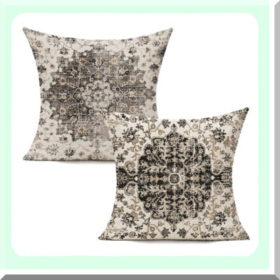 BRBCA Boho Farmhouse Floral Outdoor Pillow Covers - Set of 2, Gray Cushion Cases for Living Room & Bedroom Decor. Perfect Spring Accent!