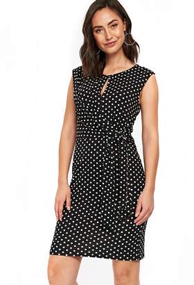 Wallis Black Jersey Spot Tie Front Dress