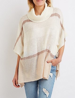 Charlotte Russe Cowl Neck Striped Poncho Sweater