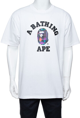 BAPE A Bathing Ape White City Logo Print Cotton Crew Neck T-Shirt XL -  ShopStyle