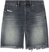 Black Frayed-Hem Denim Shorts 