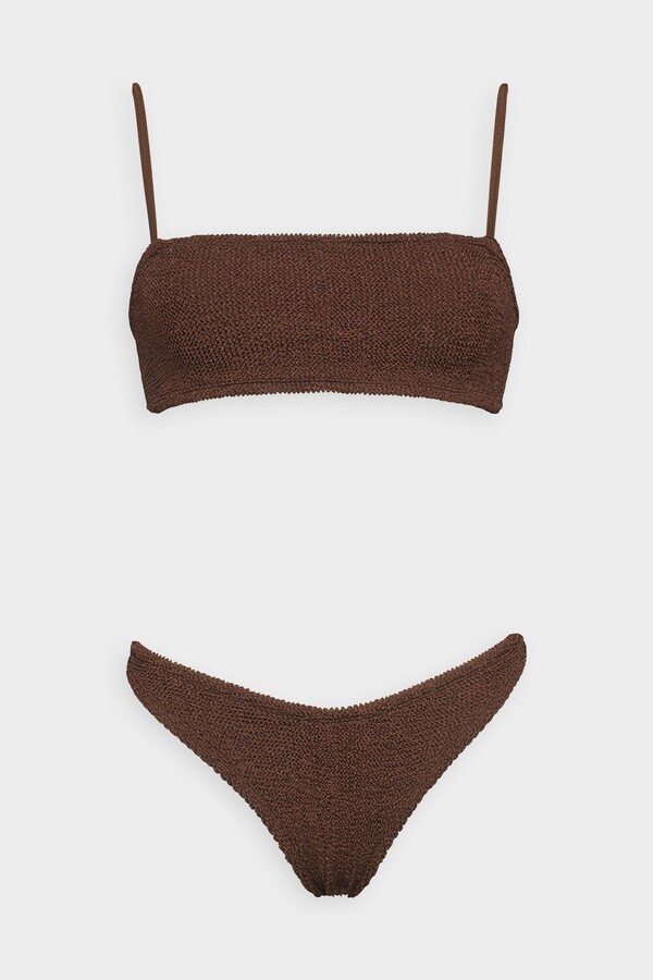 Hunza G Gigi Bikini Metalic Crinkle in Metalic Chocolate ShopStyle