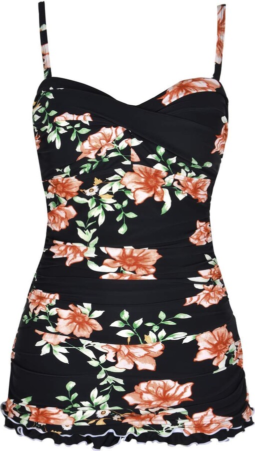 Mycoco Women's One Piece Swimsuits Shirred Tummy Control Swimwear