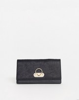 Thumbnail for your product : Paul Costelloe real leather black foldover purse with gold hardware