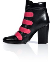 Thumbnail for your product : Laurence Dacade Black/Pink Leather Buckled Ankle Boots