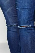 Thumbnail for your product : boohoo Big And Tall Indigo Ripped Knee Skinny Fit Jeans