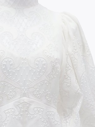 Zimmermann Brightside Embroidered Linen-blend Gown - Ivory