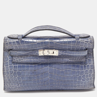Hermes Kelly Pochette Blue Alligator Clutch Bag Review