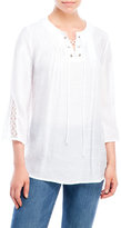 Thumbnail for your product : NY Collection Petite Lace-Up Front Blouse