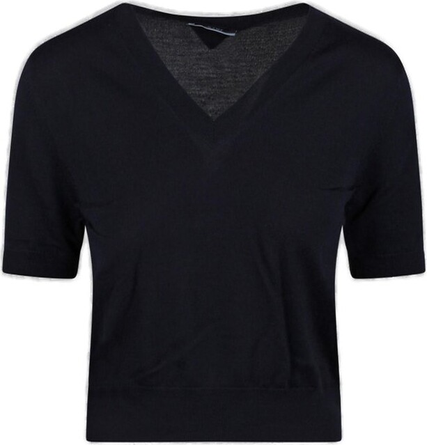 トップス prada/v-neck knit Prada V-Neck Knitted Top - ShopStyle