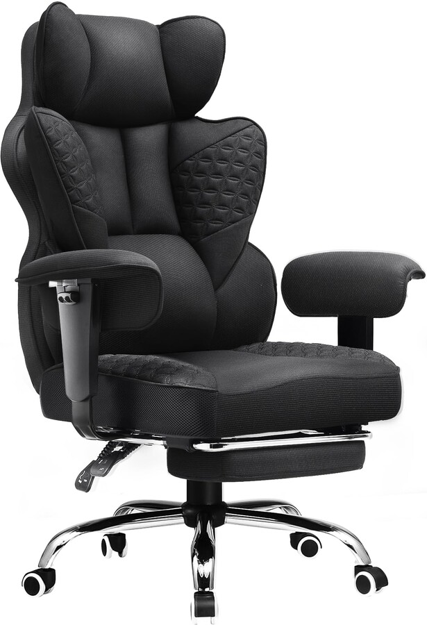 COMHOMA Big and Tall Office Chair 400LBS Wide Ergonomic Gaming Chair with Deluxe Embossing Designed Leather with Foot Rest