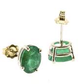 Thumbnail for your product : 18K White Gold with 2.23ct. Green Emerald Post Earrings