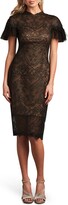Lace Overlay Illusion Cocktail Dress 