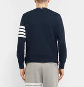 Thumbnail for your product : Thom Browne Striped Loopback Cotton-Jersey Sweatshirt - Men - Navy