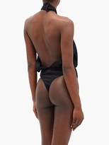 Thumbnail for your product : Sara Battaglia Twisted-halterneck Crepe Bodysuit - Black