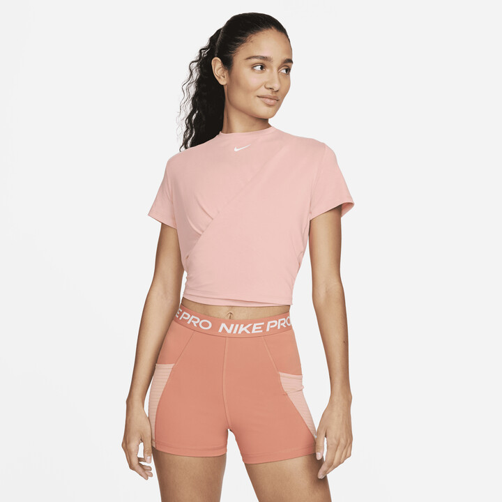 Nike Women's Dri-FIT One Luxe Twist Cropped Short-Sleeve Top in Orange -  ShopStyle