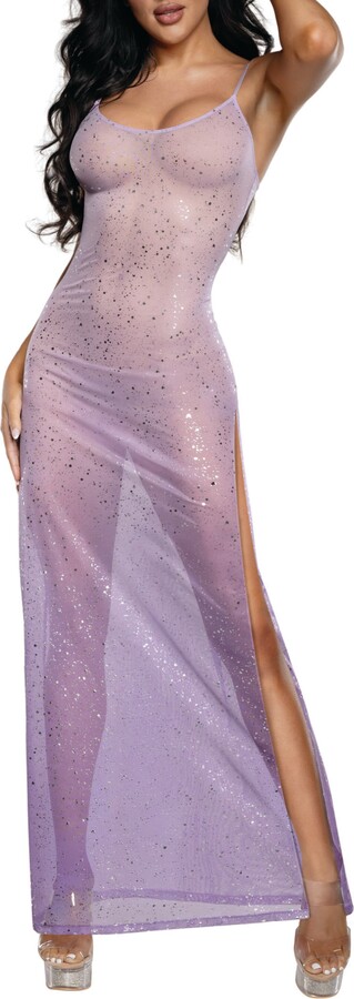 Dreamgirl Ombré Glitter Mesh Sheer Nightgown